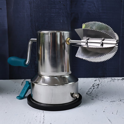 Supermom stainless steel coconut scraper with vacuum base by Wukusy, featuring a durable handle and sturdy design for easy coconut grating.
