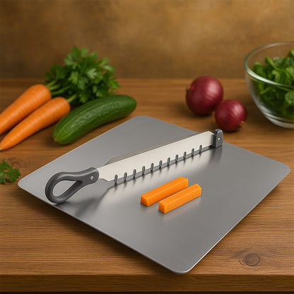 Wukusy Supermom stainless steel vegetable slicer and chopper tool, multifunctional kitchen gadget for easy food prep.