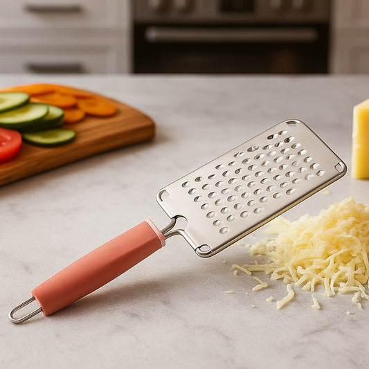 Wukusy Supermom stainless steel vegetable and cheese grater with soft grip handle, multipurpose kitchen tool for grating vegetables and cheese