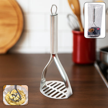 Wukusy Supermom stainless steel potato masher with stylish handle, ideal for home kitchen use, featuring ergonomic design.