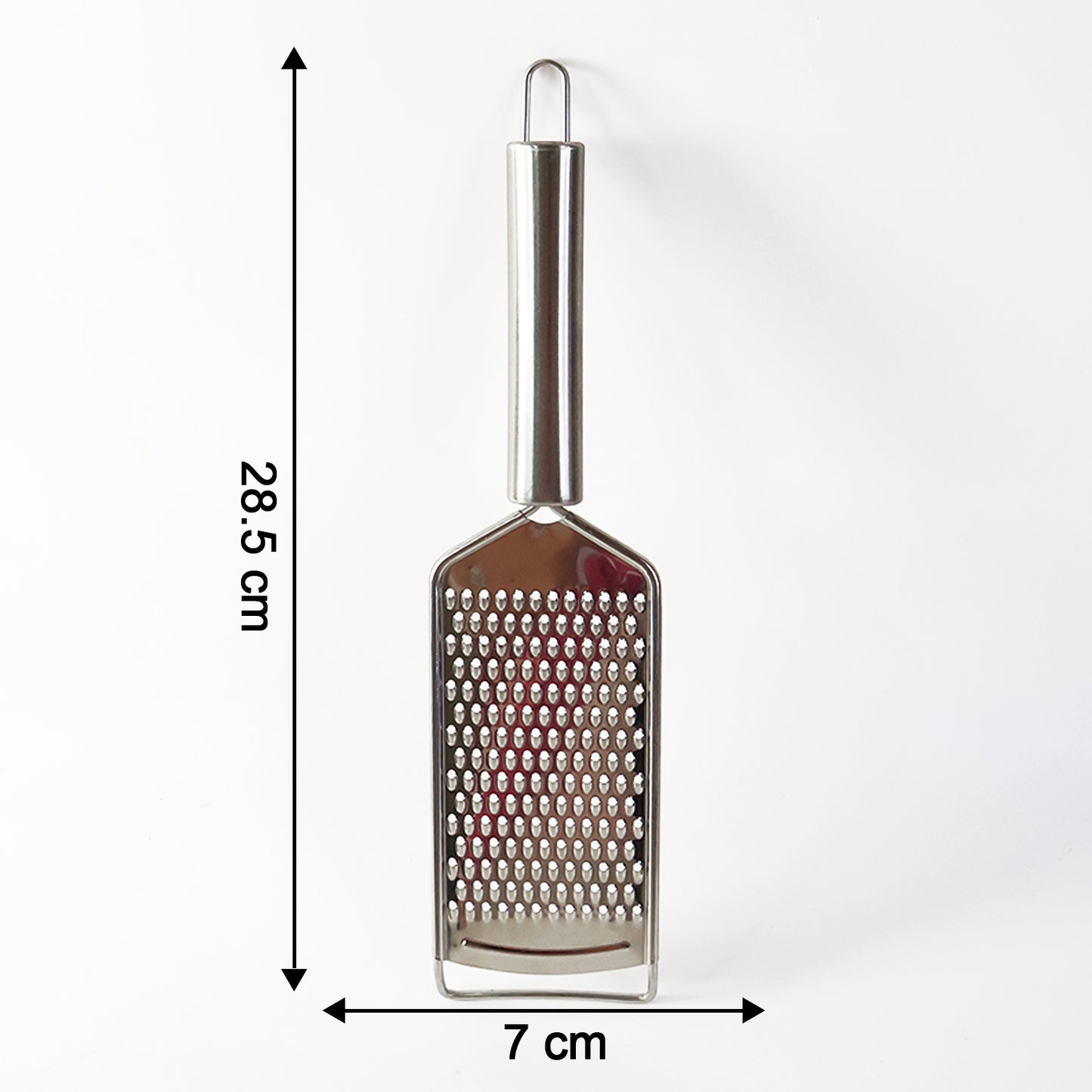 Wukusy Supermom stainless steel carrot grater for kitchen use, featuring a sturdy handle and multiple grating surfaces.