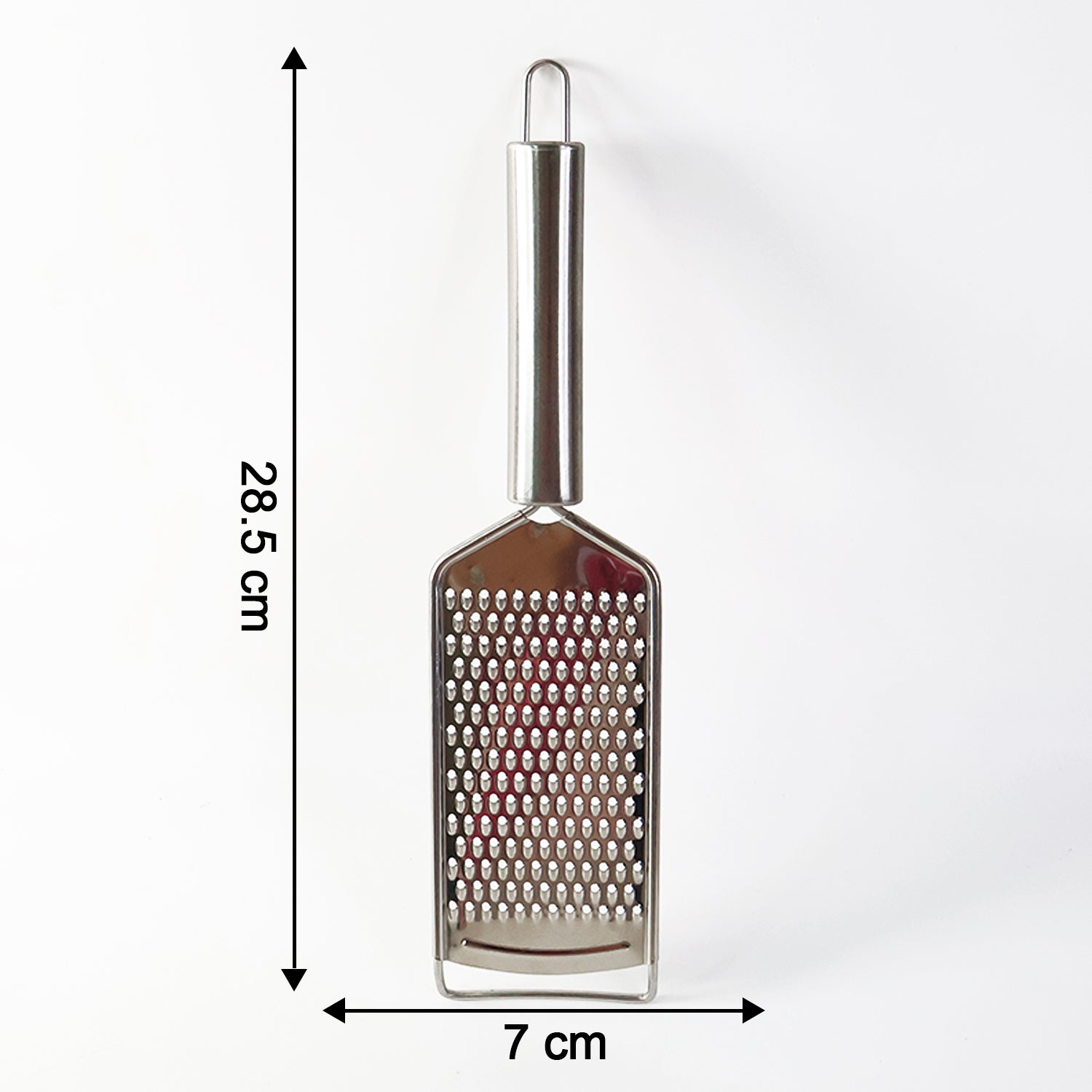 Wukusy Supermom stainless steel carrot grater for kitchen use, featuring a sturdy handle and multiple grating surfaces.