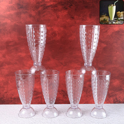 Wukusy Supermom transparent plastic milkshake glass set with six 400ml glasses for home and kitchen use.