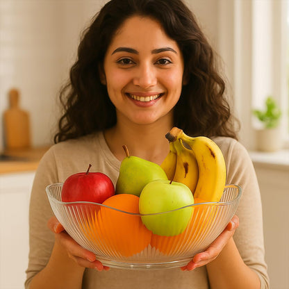 Wukusy Supermom Wringo plastic fruit storage basket for kitchen organization, featuring a durable design and spacious compartments.