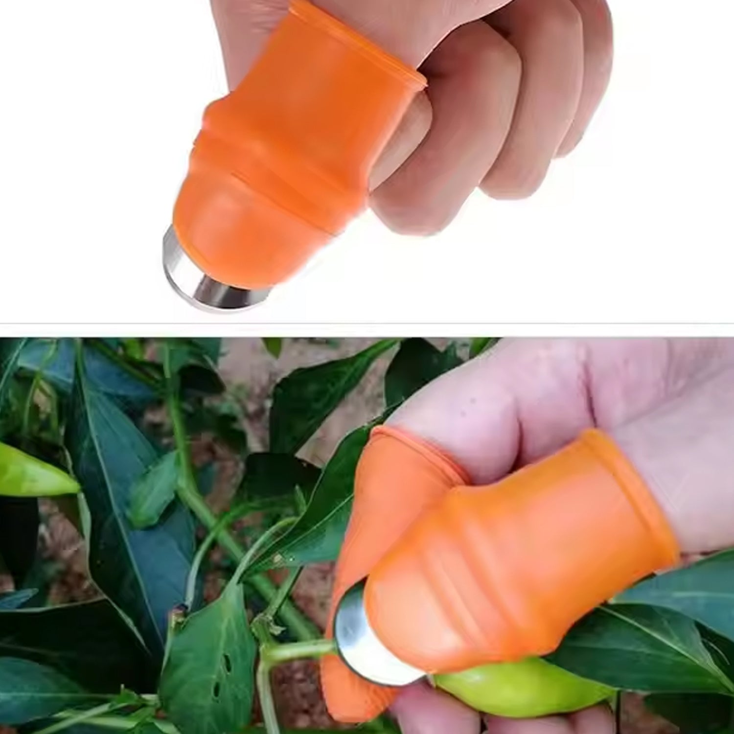 Wukusy thumb knife cutter with silicone finger guard, a compact kitchen tool for safe and precise food slicing.