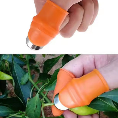 Wukusy thumb knife cutter with silicone finger guard, a compact kitchen tool for safe and precise food slicing.