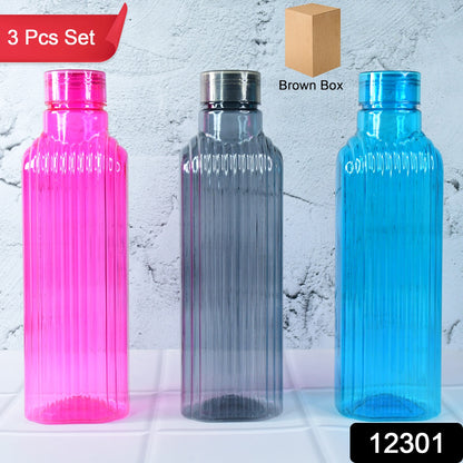 Set of three transparent fridge water bottles from Wukusy, designed for home and kitchen use.