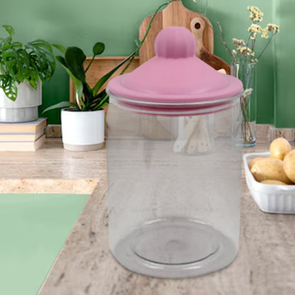 Wukusy transparent plastic kitchen container jar set with two 1100 ml storage jars for kitchen organization.