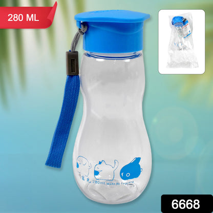 Wukusy transparent travel water bottle with carry strap, 280ml, portable and lightweight for home and outdoor use