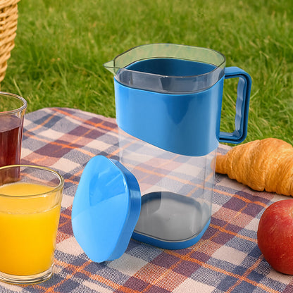 Wukusy 1.8L BPA-free plastic water and juice jug with lid and handle, suitable for kitchen use and easy pouring.