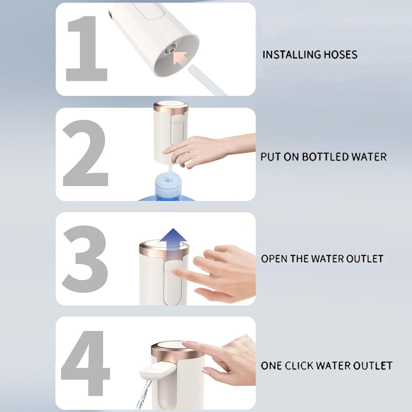 Wukusy USB rechargeable automatic water dispenser for 20-liter bottles, with a sleek design and easy tap operation.
