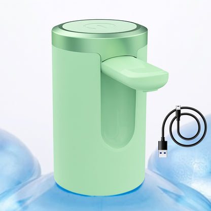 Wukusy USB rechargeable automatic water dispenser for 20-liter bottles, shown in a home kitchen setting.