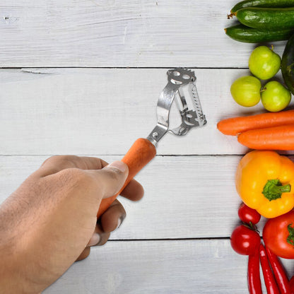 Wukusy vegetable and fruit peeler with wooden handle, kitchen tool for peeling vegetables and fruits, single piece, home and kitchen use