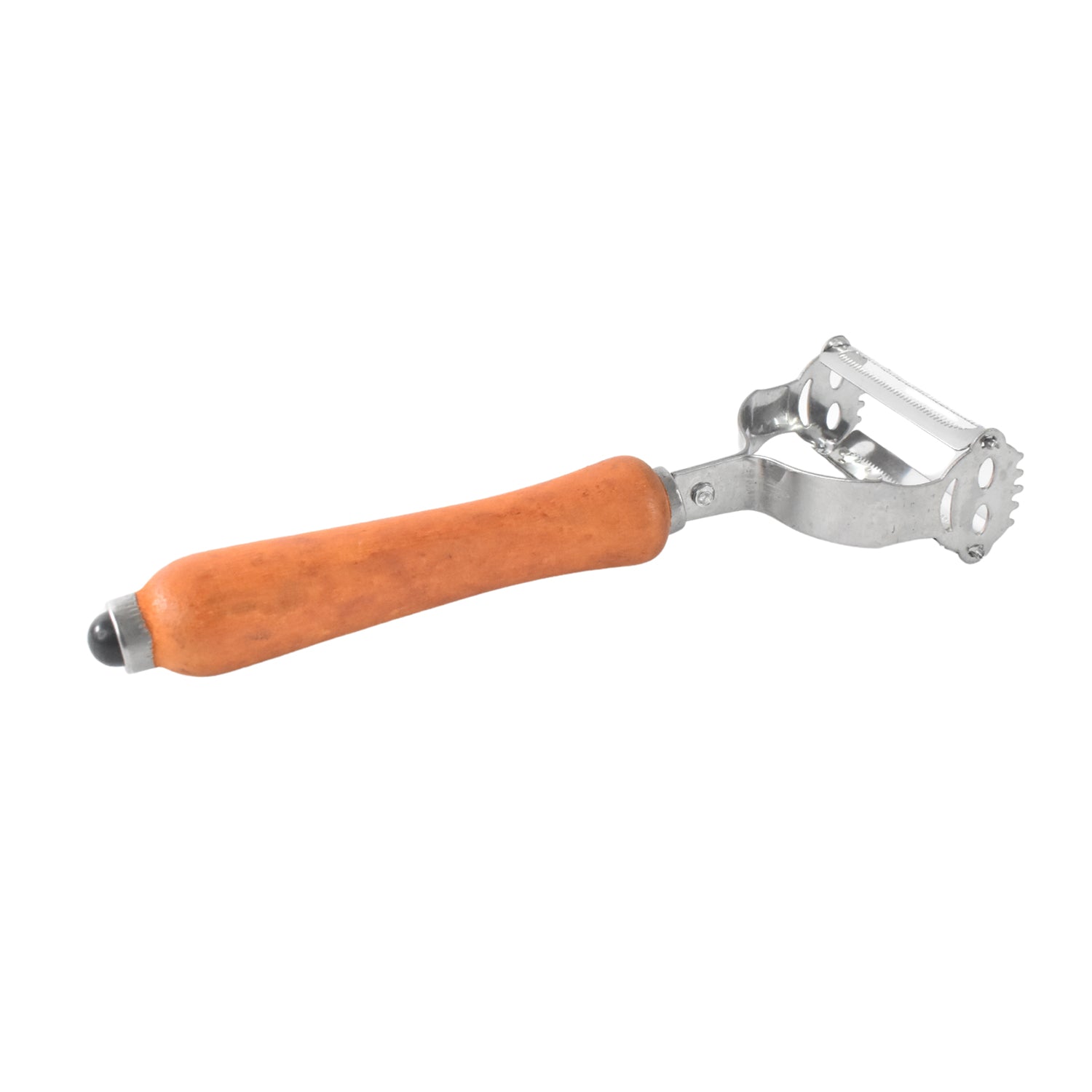 Wukusy vegetable and fruit peeler with a wooden handle, perfect for peeling fresh produce in the kitchen.