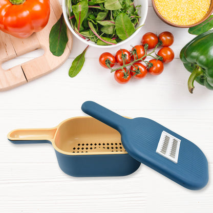 Wukusy vegetable slicer cutter with 6 blades, kitchen accessories with container and handle for efficient food prep.