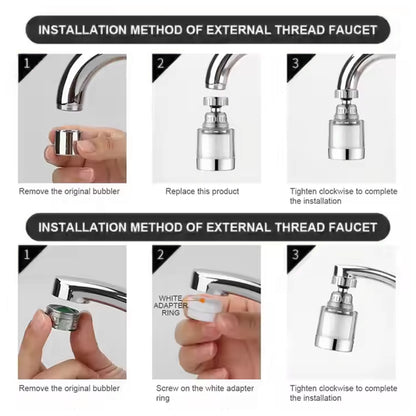 Wukusy water faucet extender with swivel aerator, fits standard kitchen or bathroom faucets, easy to install for improved water flow.