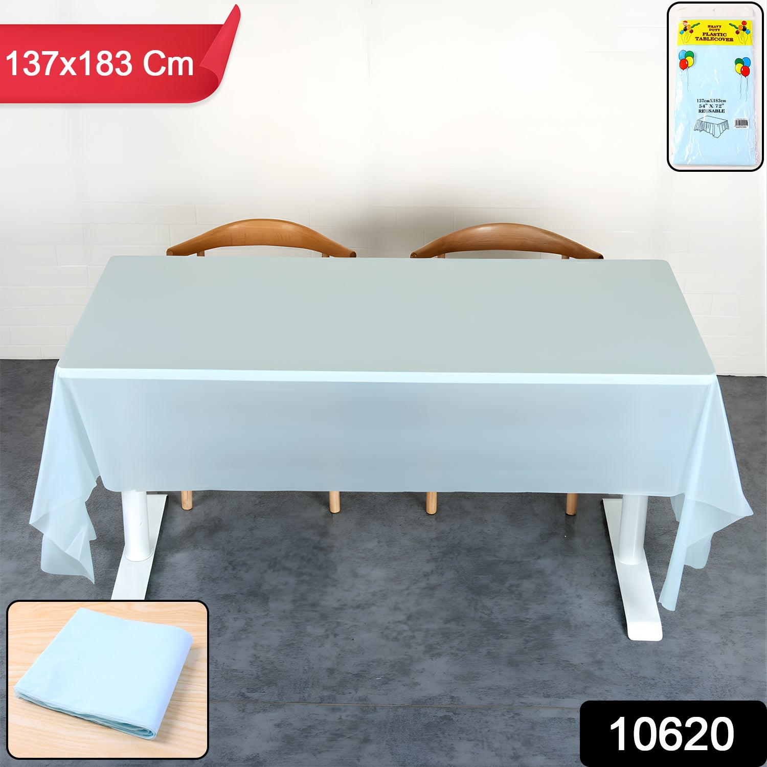 Waterproof disposable plastic table cover by Wukusy, 137x183 cm, ideal for home and kitchen use, protects tables from spills.