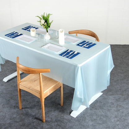 Waterproof disposable plastic table cover by Wukusy, 137x183 cm, suitable for home and kitchen use, protects tables from spills
