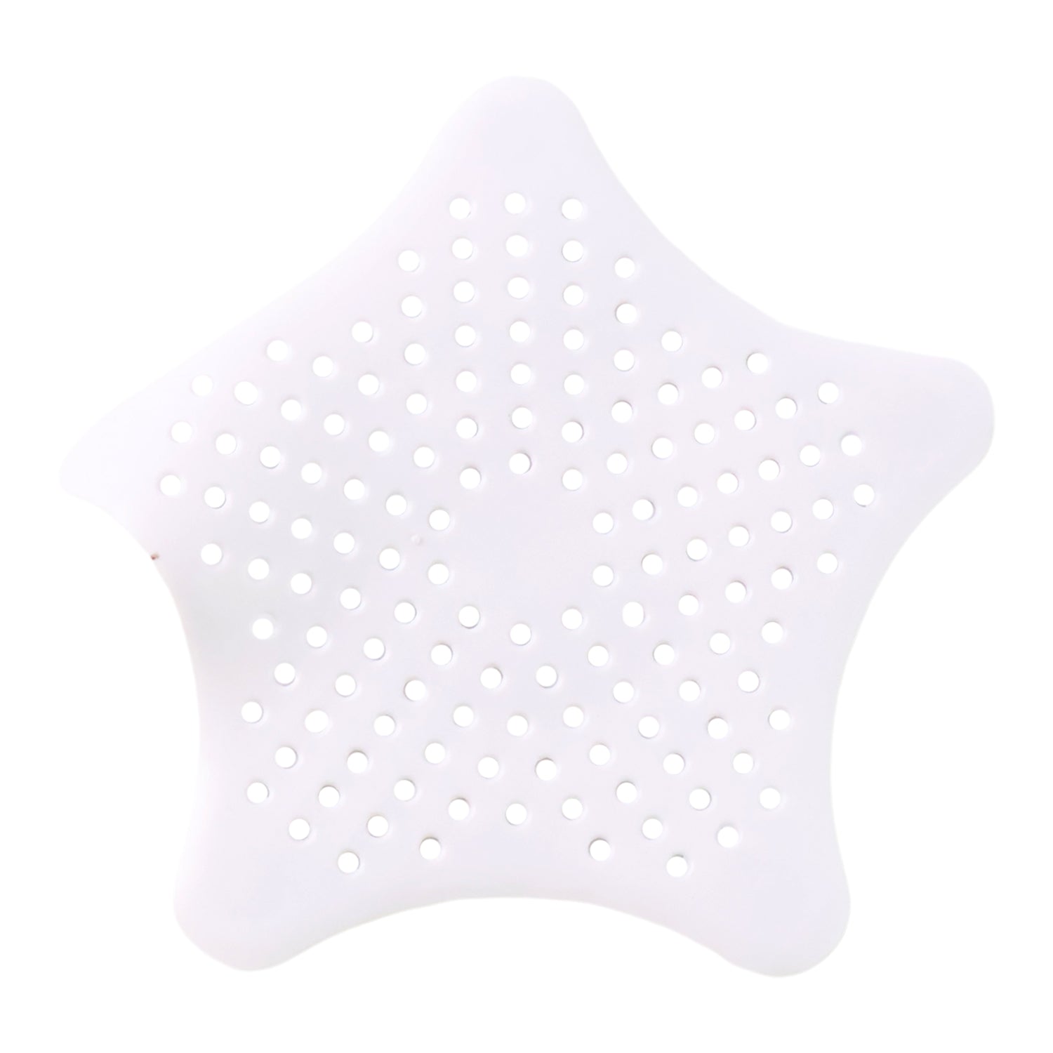 White silicone star-shaped sink filter by Wukusy, bathroom hair catcher and drain strainer for basin.