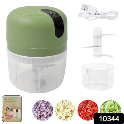 Wukusy wireless USB rechargeable mini electric garlic chopper with 3 blades and 250ml capacity, ideal for home kitchen use.