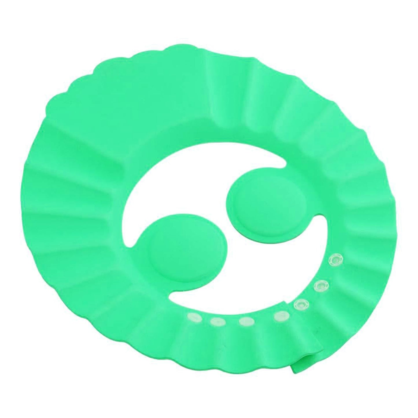 Wukusy kids adjustable safe soft bathing baby shower cap in light blue, designed to keep water out during bath time.