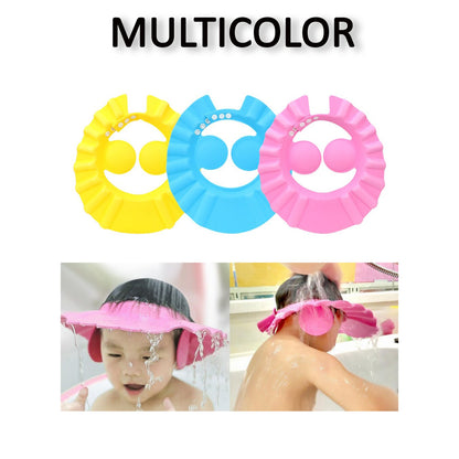 Wukusy Kids adjustable safe soft bathing baby shower cap with a gentle, snug fit for comfortable water protection during bath time