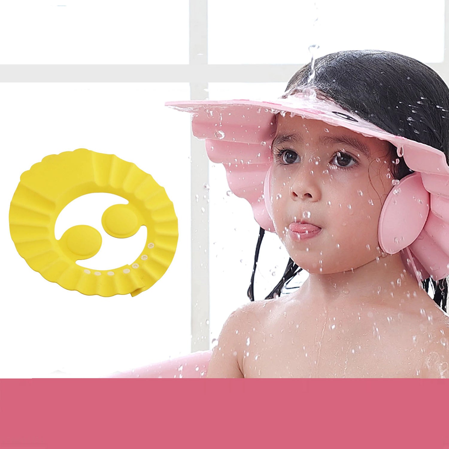Wukusy adjustable soft baby shower cap for kids, gentle and safe bathing accessory with a secure fit.