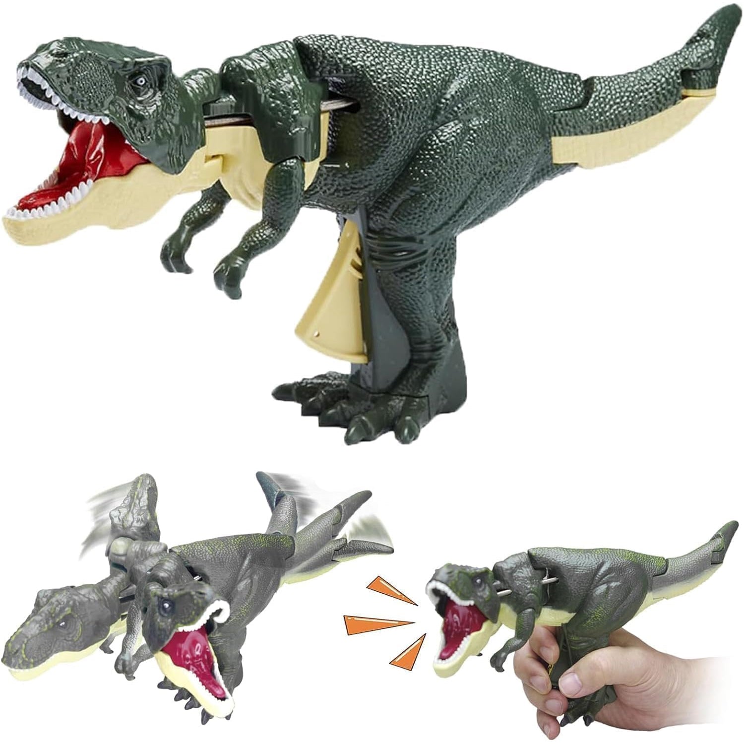 Wukusy dinosaur roaring toy for kids with sound, lighting, and vibrating head, suitable for children 3 years and older.
