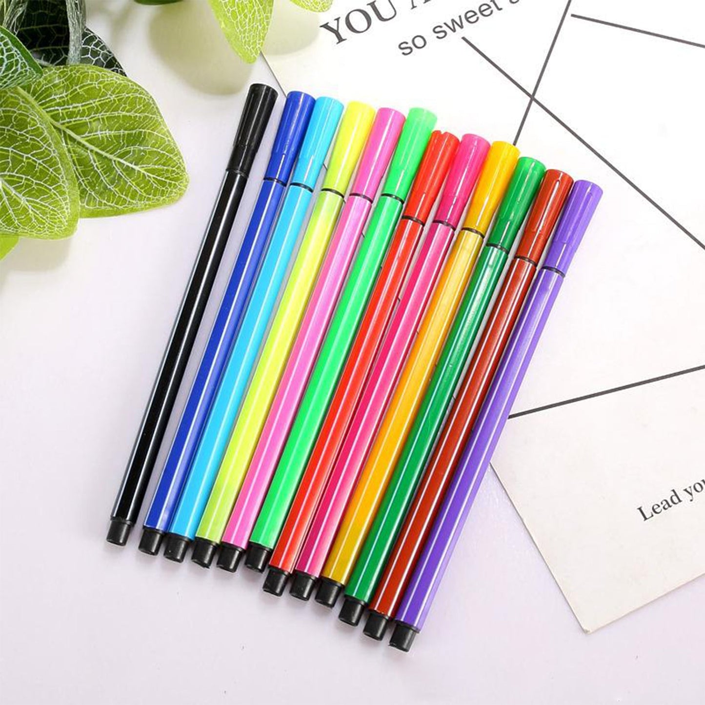 Wukusy Minions sketch pen set with 12 colorful pens in an attractive case, designed for kids.