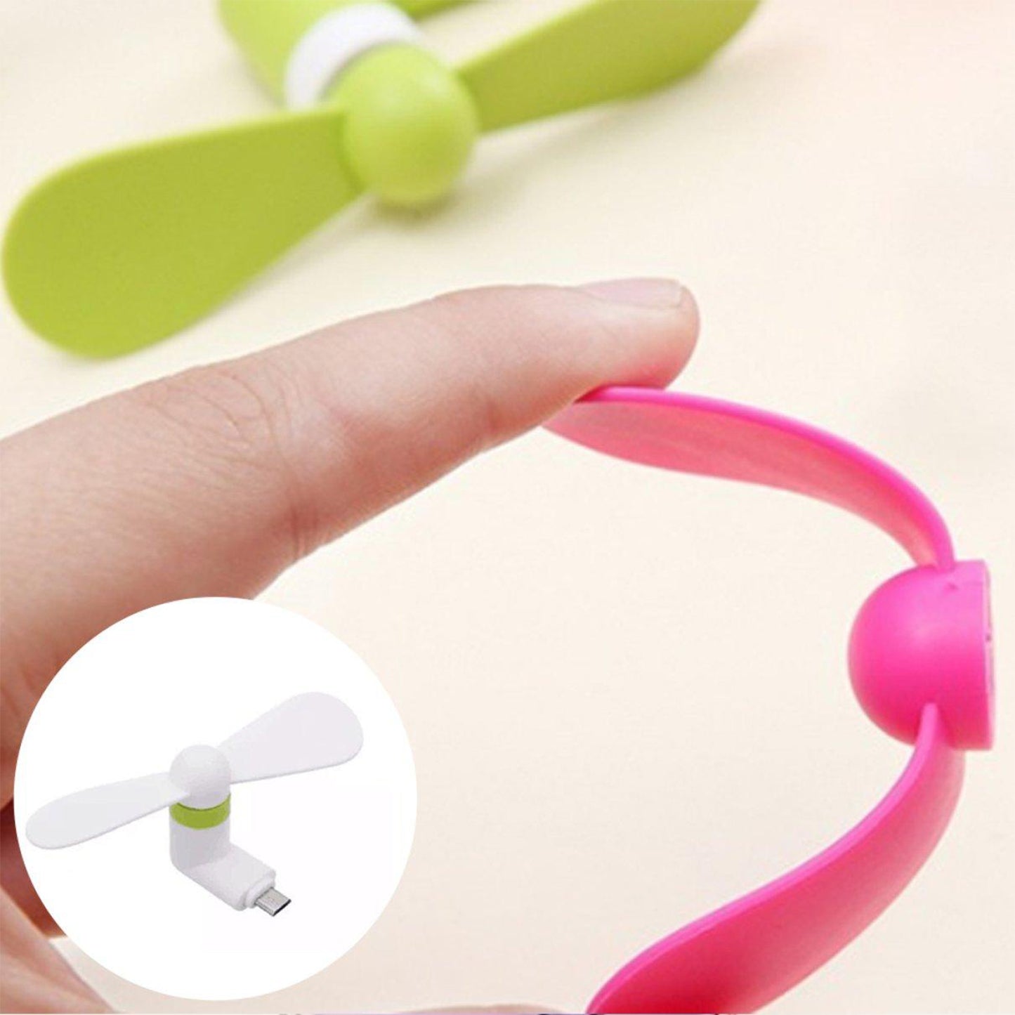 Wukusy kids mini USB fan providing instant cool air, compact and portable for children to stay cool anywhere anytime.