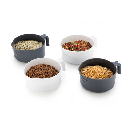 Wukusy 4-in-1 rice dispenser and grain storage container for household kitchen use, with multiple compartments for cereal and grains