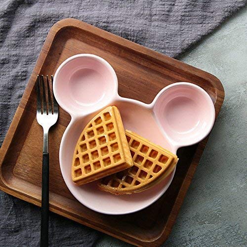 Wukusy Mickey-shaped kids' snack serving plate with divided sections, perfect for fun and organized mealtime for children.
