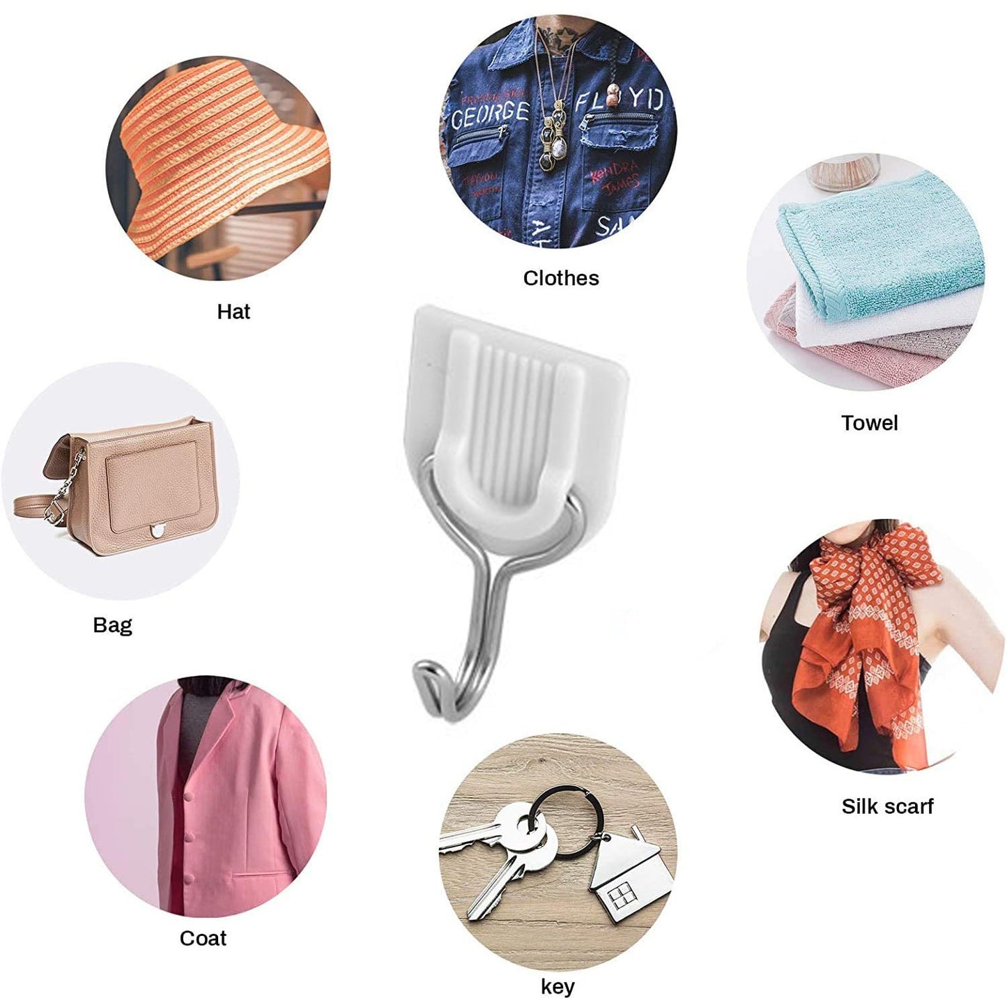 Wukusy adhesive ABS plastic hook towel hanger for kitchen and bathroom, mounted on a wall for towel hanging.