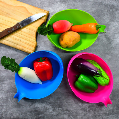 Set of 3 Wukusy plastic rice bowls with handles, food strainers for rice, vegetables, and fruits, thick drain baskets for kitchen use.