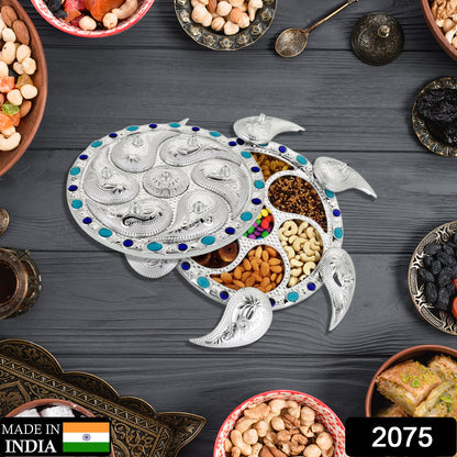 Wukusy 2075 multipurpose 7-compartment rotating dry fruit and snack serving tray with spice storage box in kitchen.