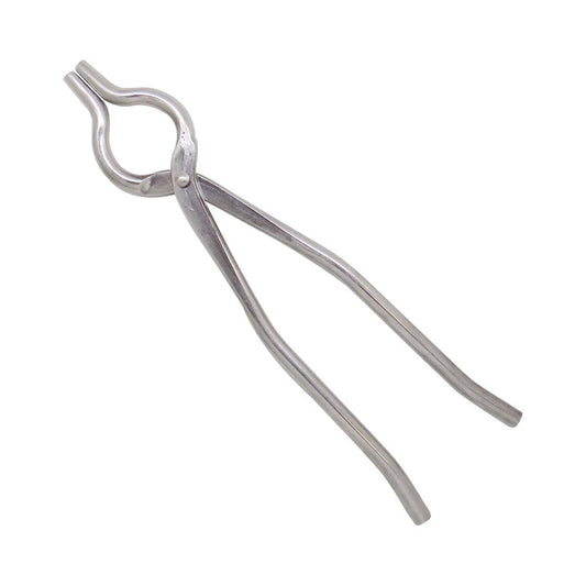 Wukusy premium stainless steel kitchen cooking tong showing ergonomic handle and angled gripping ends for food serving.