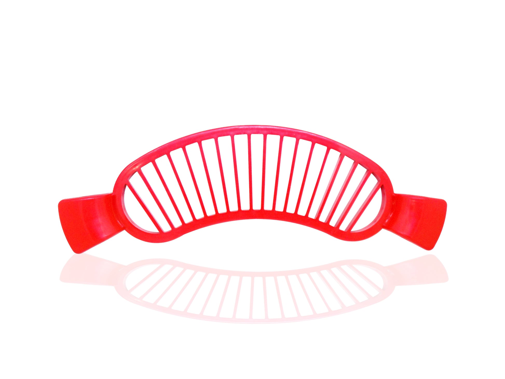 Wukusy plastic banana slicer with handle, kitchen tool for easy banana slicing, compact and lightweight plastic design.