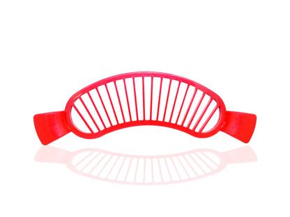 Wukusy plastic banana slicer with handle, kitchen tool for easy banana slicing, compact and lightweight plastic design.