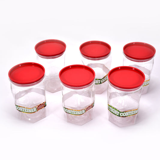 Set of six Wukusy 1100ml airtight round kitchen storage containers for rice, dal, flour, cereals, and snacks, BPA-free and stackable.