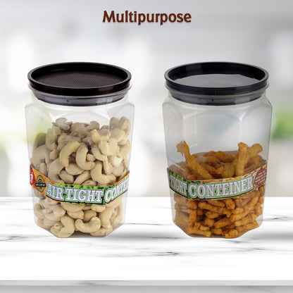 Set of six Wukusy 1100ml airtight round kitchen storage containers for rice, dal, flour, cereals, and snacks, BPA-free and stackable.