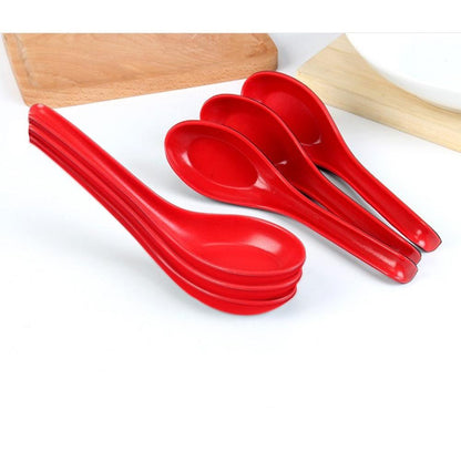 Set of 6 colorful Wukusy microwave-safe, unbreakable soup and dessert spoons made of food-grade material, kitchen tool set.