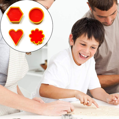 Wukusy 2424 cookie cutter set with heart, round, star, and flower shapes for baking and decorating cookies.
