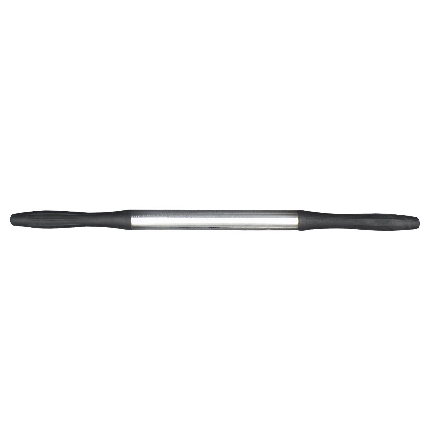 Black plastic rolling pin for kitchen use by Wukusy, ideal for baking and dough rolling.