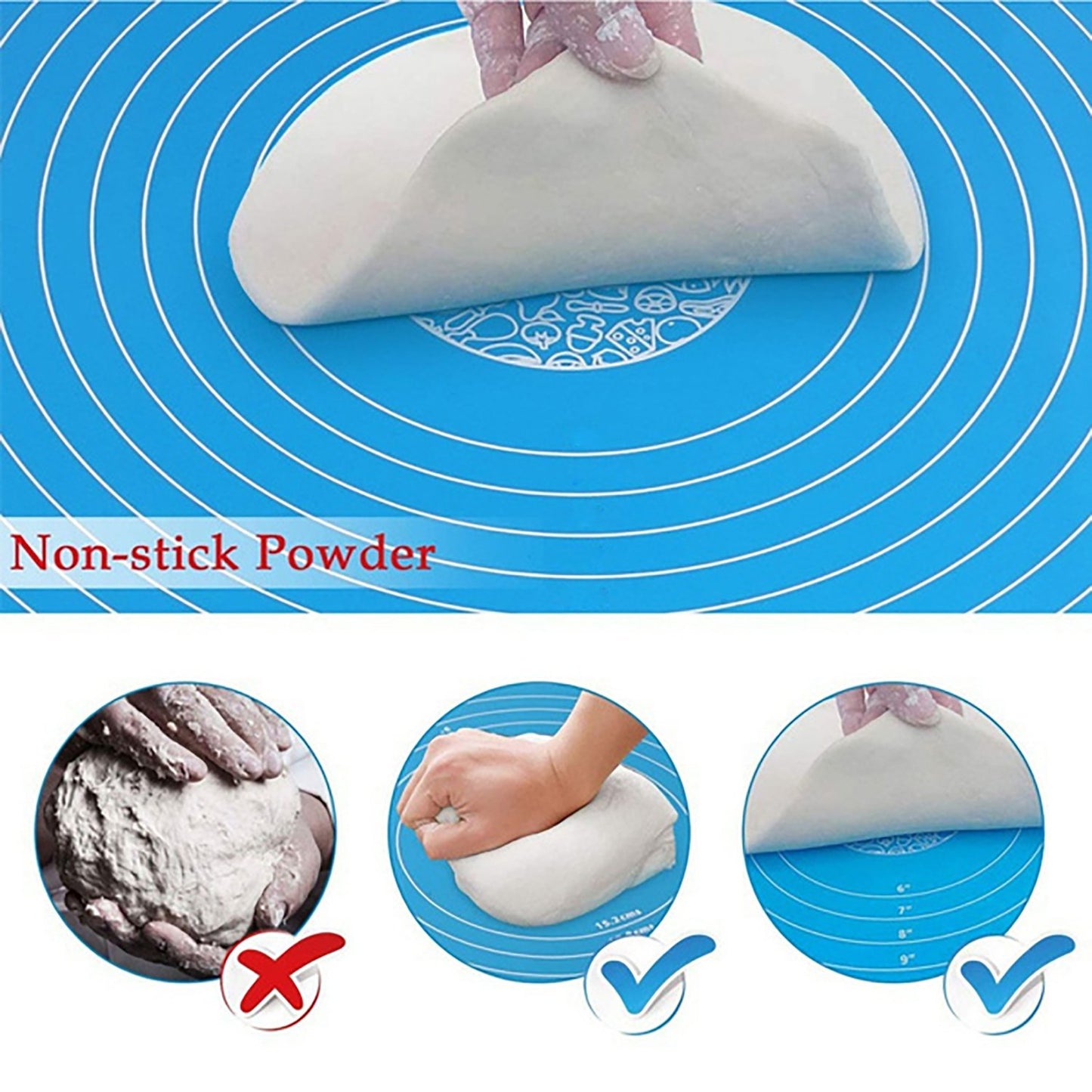 Wukusy silicone rolling mat for baking, fondant, and chapati preparation, featuring non-stick surface and flexible design.