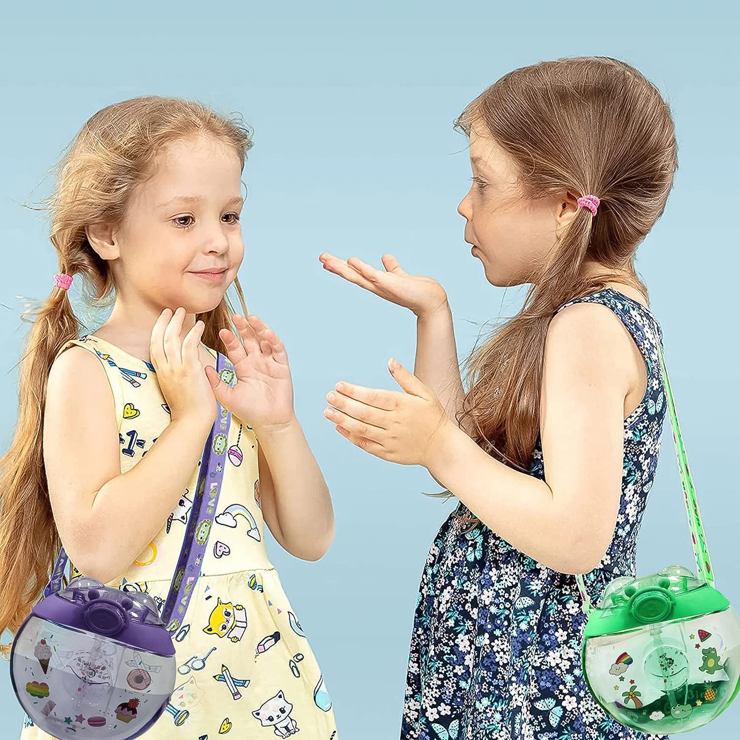 Wukusy donut-shaped water bottle sipper bottle, 400ml, kitchen tool with a fun, colorful design for easy hydration.