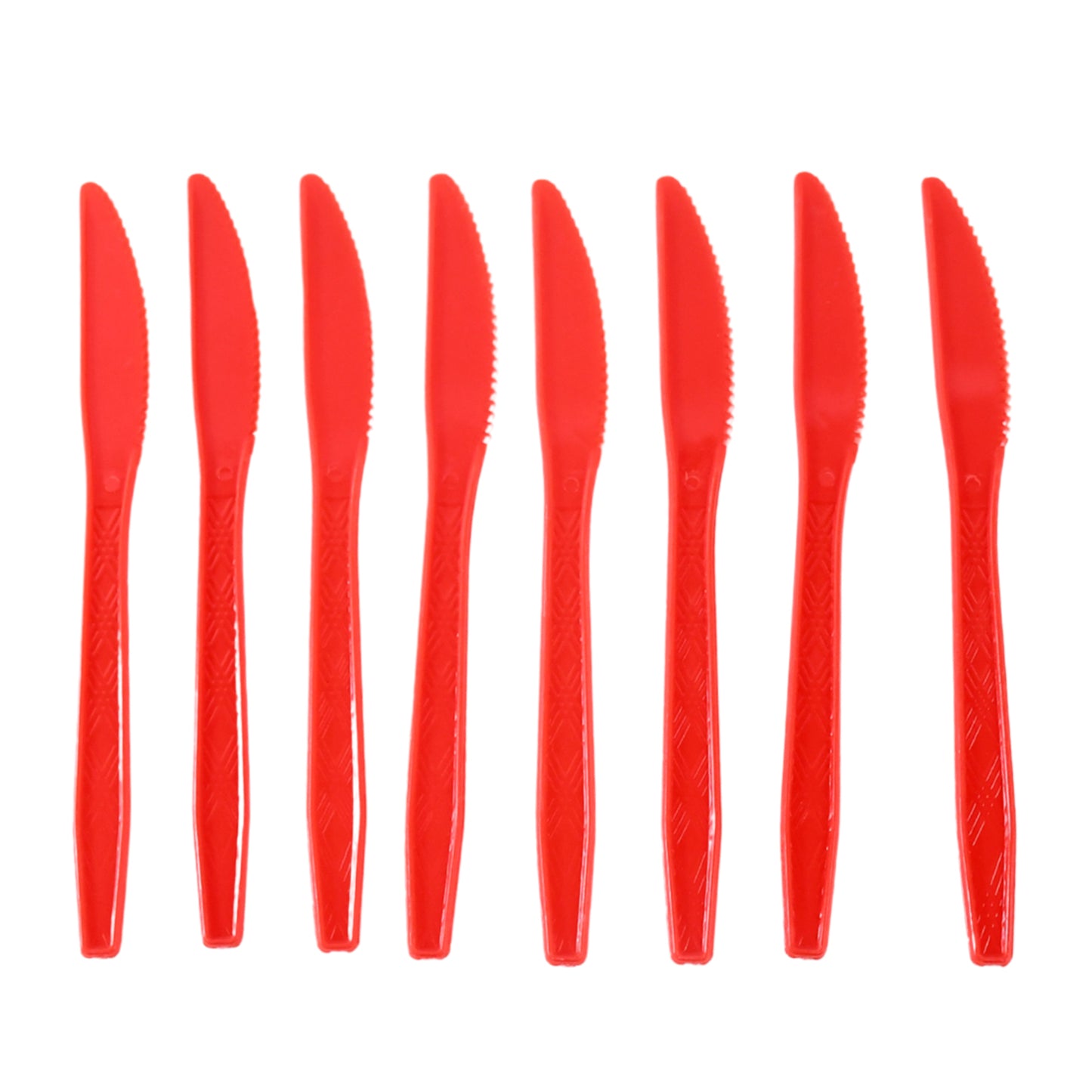 Set of 8 durable plastic knives from Wukusy, kitchen tools with ergonomic handles and sharp edges for everyday use.