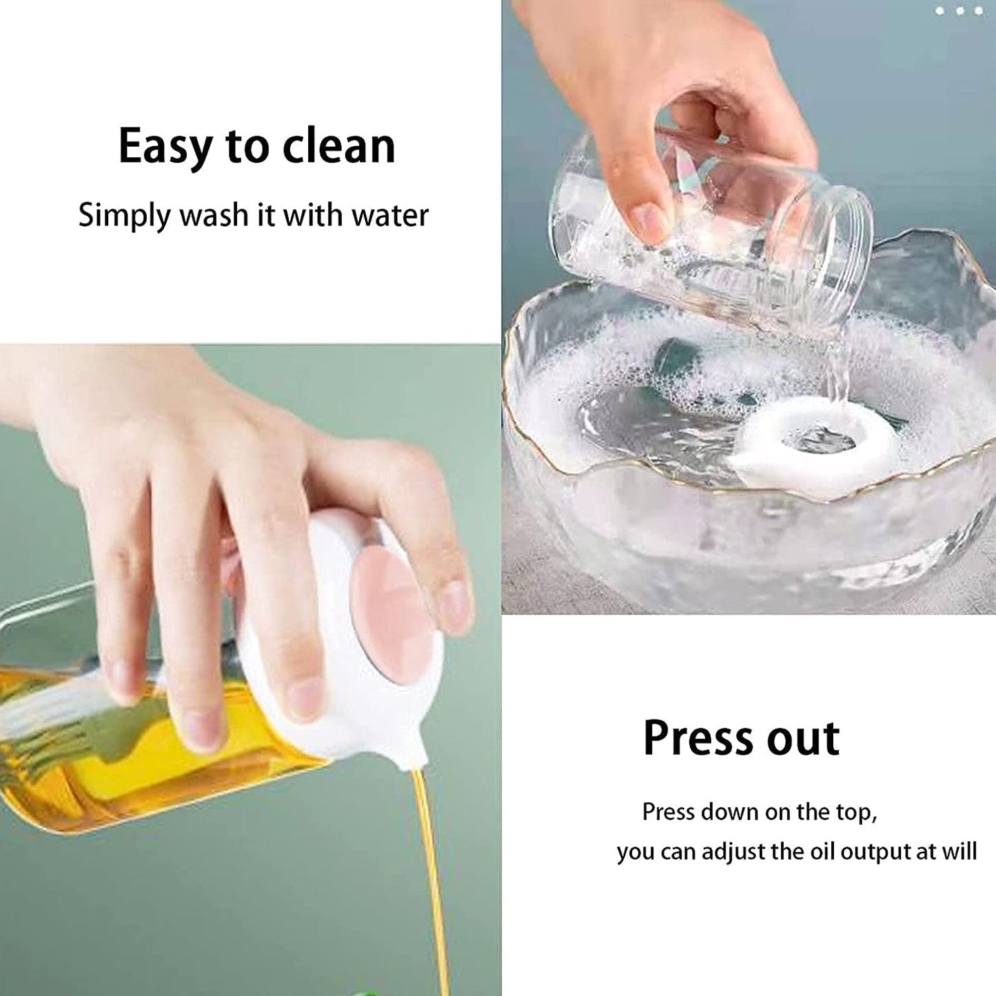 Wukusy oil dispenser with silicone oil brush, 250ml kitchen tool for easy oil pouring and application.