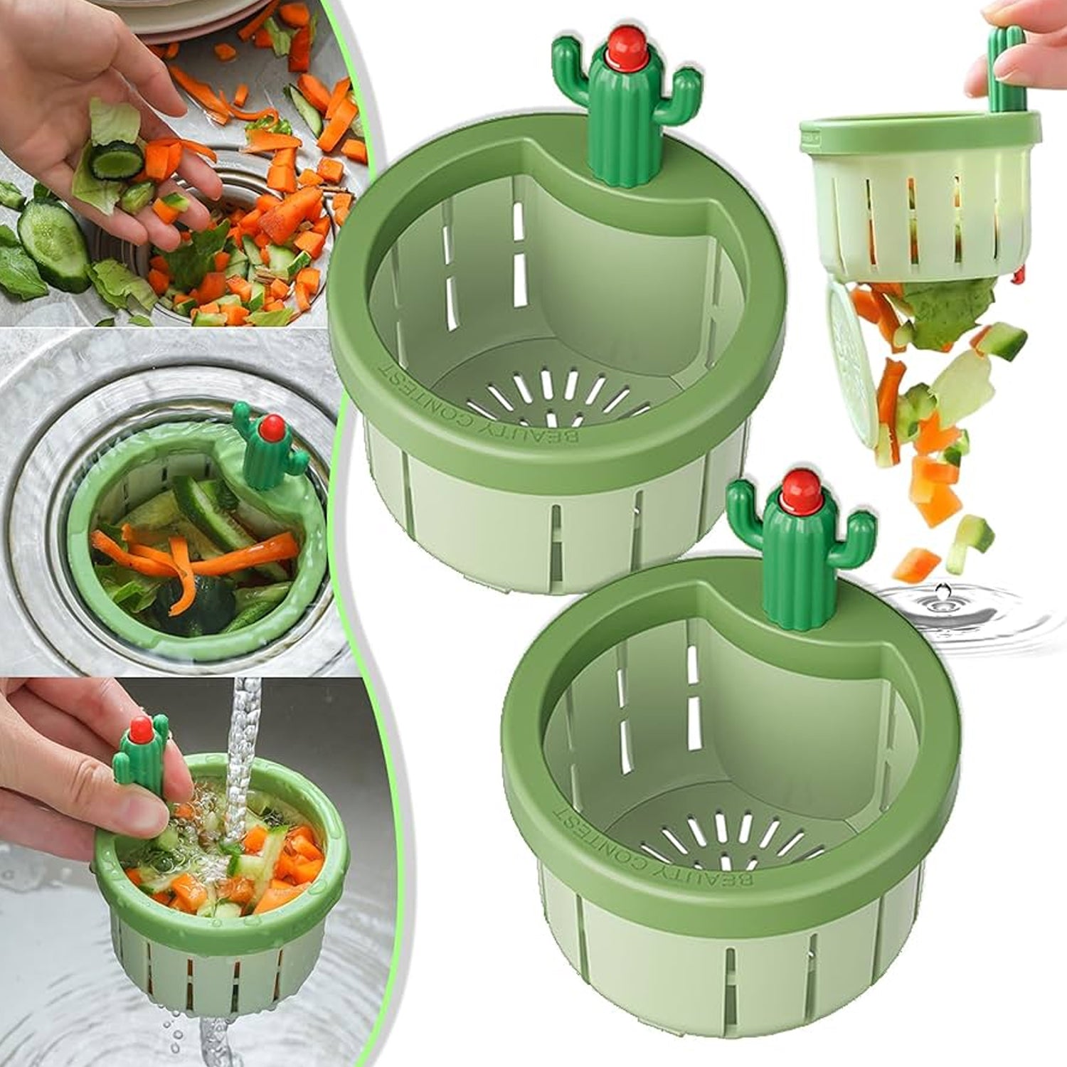 Wukusy plastic kitchen sink drain strainer, a durable kitchen tool designed to catch debris and prevent clogs in the sink.
