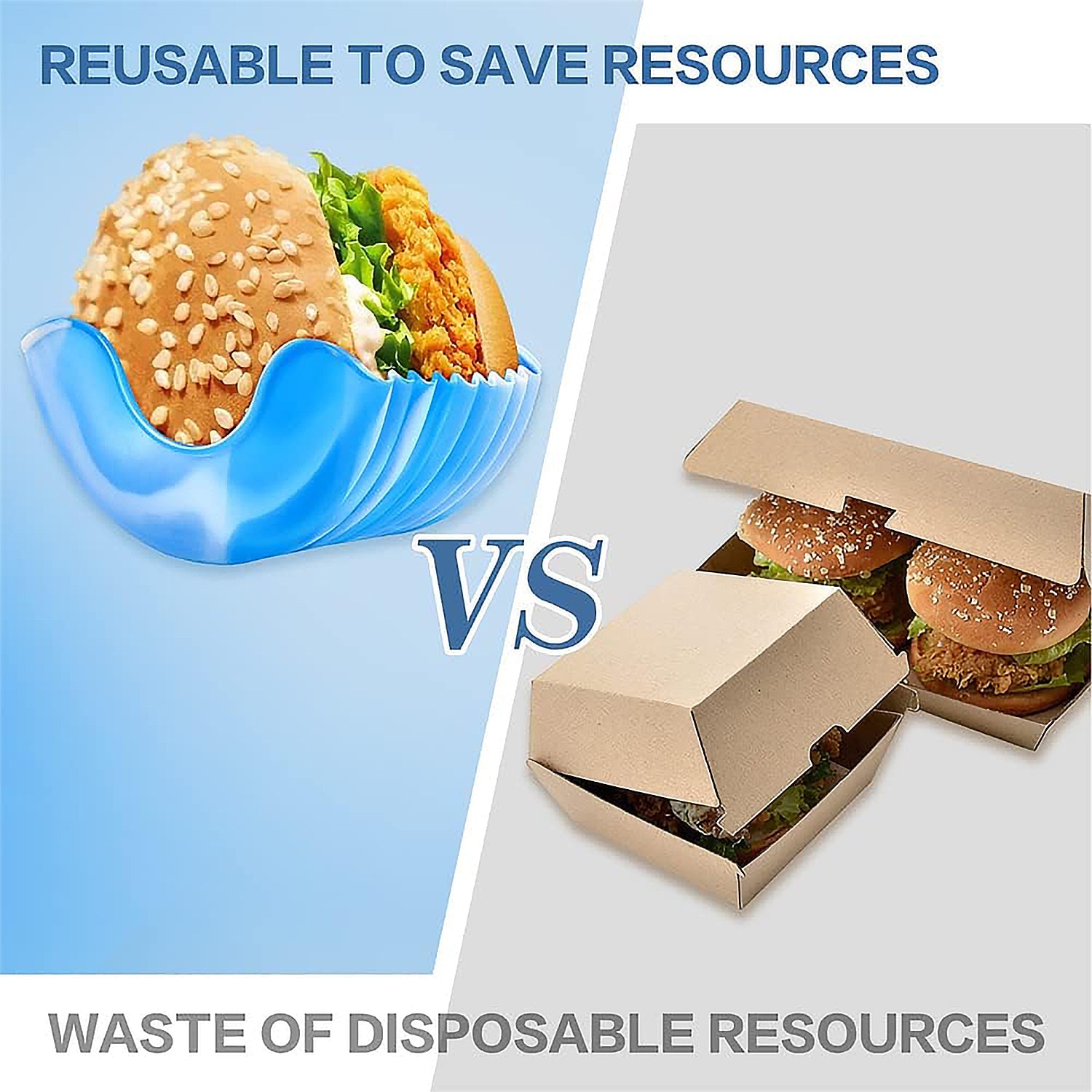Wukusy silicone burger holder and snack holder, reusable kitchen tool for keeping burgers and snacks tidy.