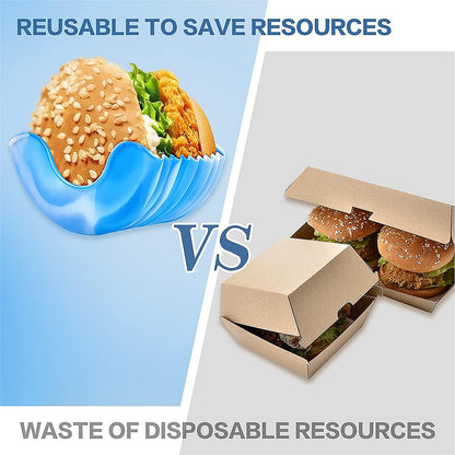 Wukusy silicone burger holder and snack holder, reusable kitchen tool for keeping burgers and snacks tidy.